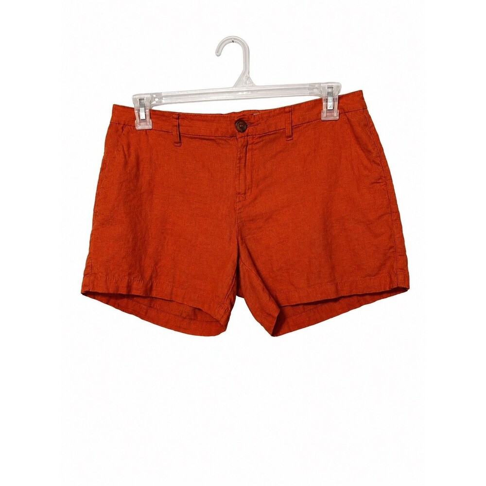 Old Navy Linen Blend Shorts Women’s Size 8 Orange Flat Front Casual